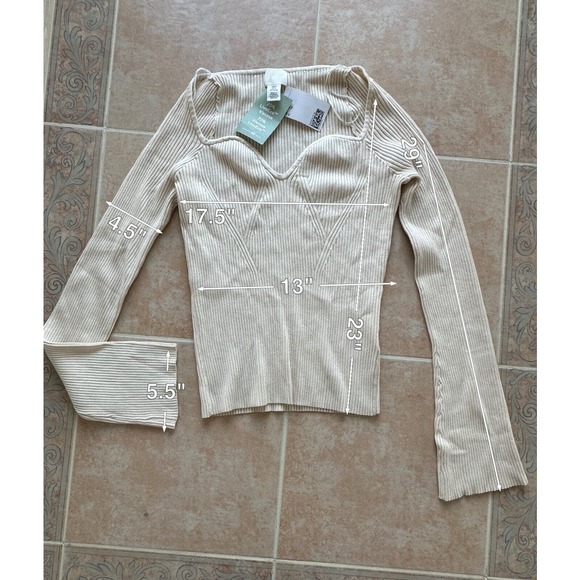 H & M Ribbed Long-sleeved ribbed top Liva-Eco Viscose Size XL - Picture 2 of 6